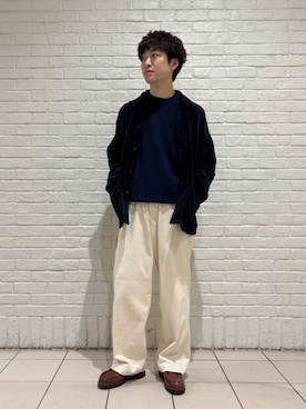 「アイテム（カバーオール）」を使った、Bshopスタッフさん（メンズ・174cm）の秋コーディネート