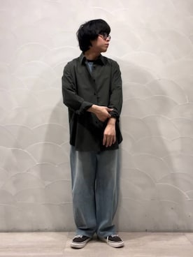 「DANTON（ダントン）のアイテム」を使った、Bshopスタッフさん（メンズ・163cm）の春コーディネート