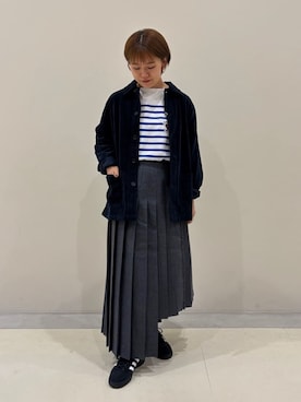 「アイテム（カバーオール）」を使った、Bshopスタッフさん（レディース・149cm）の秋コーディネート