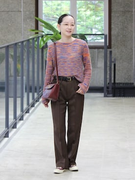 「MIMI BERRY（ミミベリー）のアイテム」を使った、Bshopスタッフさん（レディース・157cm）の秋コーディネート