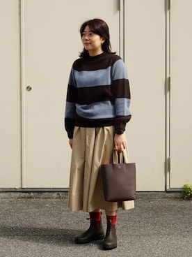 「サイドゴアブーツ」｜Bshopスタッフさん（レディース・163cm）の秋コーディネート