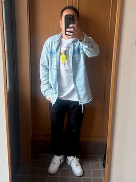 「Supreme （シュプリーム）のアイテム（Tシャツ/カットソー、ホワイト系）」を使った、TEDTEDMANさん（メンズ・168cm）の春コーディネート
