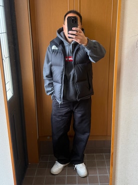 「GU（ジーユー）のアイテム（カーゴパンツ）」を使った、TEDTEDMANさん（メンズ・168cm）の冬コーディネート