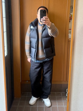 「GU（ジーユー）のアイテム（カーゴパンツ）」を使った、TEDTEDMANさん（メンズ・168cm）の冬コーディネート