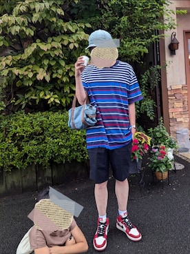 「アイテム（帽子）」を使った、週末コーデおじさん（メンズ・178cm・40代）の夏コーディネート