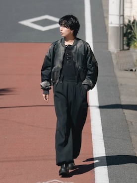 「SUBLATIONS（サブレーションズ）のアイテム（ジャケット/アウター、ブラック系）」を使った、kanayamataiseiさん（メンズ・178cm）の春コーディネート