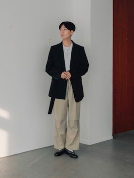 「Blanc YM（ブランワイエム）のアイテム（パンツ）」を使った、kanayamataiseiさん（メンズ・177cm）の秋コーディネート