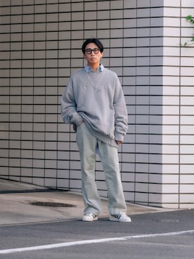 「stein（シュタイン）のアイテム（スウェット）」を使った、kanayamataiseiさん（メンズ・177cm）の冬コーディネート