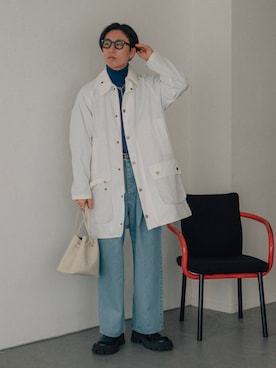 「春ニット」｜「アイテム（ステンカラーコート）」を使った、kanayamataiseiさん（メンズ・177cm）の春コーディネート