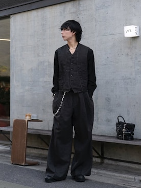 「SUBLATIONS（サブレーションズ）のアイテム（スラックス、ブラウン系）」を使った、kanayamataiseiさん（メンズ・178cm）の春コーディネート