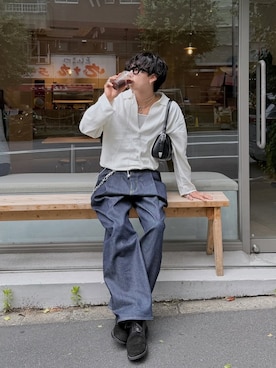 「SUBLATIONSのアイテム（デニムパンツ、ブルー系）」を使った、kanayamataiseiさん（メンズ・178cm）の夏コーディネート