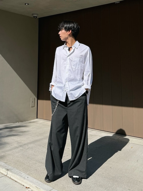 Two tuck wide straight stripe slacks / ２タックワイドストレートストライプスラックス