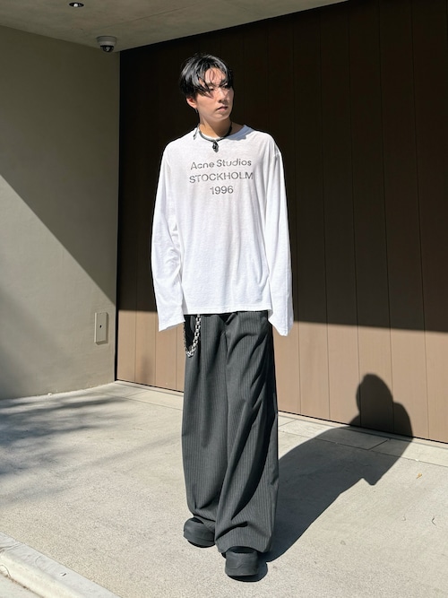 Two tuck wide straight stripe slacks / ２タックワイドストレートストライプスラックス