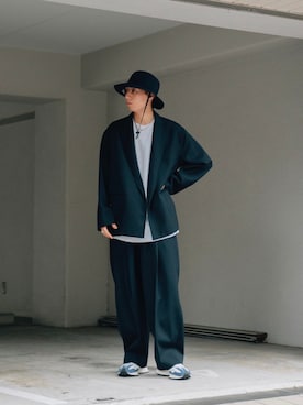 「STUDIO NICHOLSON（スタジオニコルソン）のアイテム（帽子）」を使った、kanayamataiseiさん（メンズ・177cm）の夏コーディネート