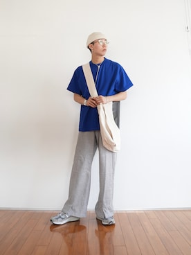 「アイテム（メッセンジャーバッグ、ホワイト系）」を使った、kanayamataiseiさん（メンズ・177cm）の夏コーディネート