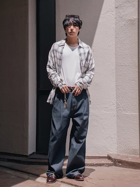 「SUBLATIONSのアイテム（デニムパンツ、ブルー系）」を使った、kanayamataiseiさん（メンズ・178cm）の夏コーディネート