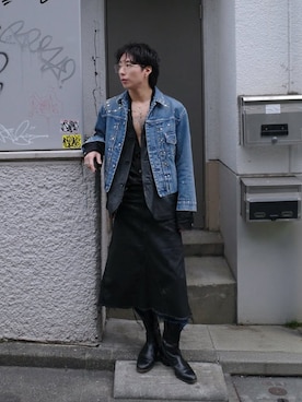 「CALMANTHOLOGY（カルマンソロジー）のアイテム（ブーツ、ブラック系）」を使った、kanayamataiseiさん（メンズ・178cm）の春コーディネート