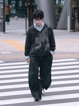 「SUBLATIONS（サブレーションズ）のアイテム（ニット/セーター、ブラック系）」を使った、kanayamataiseiさん（メンズ・178cm）の春コーディネート