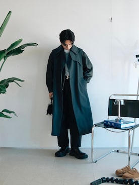 「コート」｜「アイテム（ライダースジャケット）」を使った、kanayamataiseiさん（メンズ・177cm）の冬コーディネート