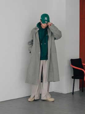 「クラークス」｜「アイテム（ステンカラーコート）」を使った、kanayamataiseiさん（メンズ・177cm）の冬コーディネート