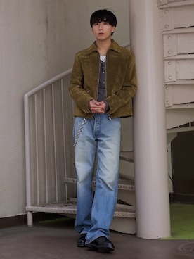 「SUBLATIONS（サブレーションズ）のアイテム（デニムパンツ、ブルー系）」を使った、kanayamataiseiさん（メンズ・178cm）の夏コーディネート