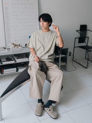 「BIRKENSTOCK(ビルケンシュトック)の【公式】ビルケンシュトック Boston/ボストン スエードレザー(サンダル)」を使った、kanayamataiseiさん(メンズ・178cm)の夏コーディネート