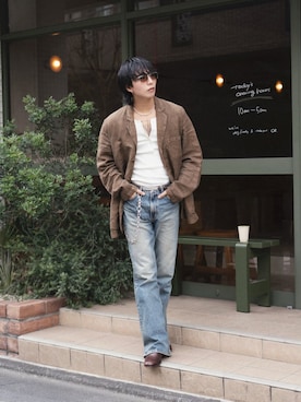「SUBLATIONS（サブレーションズ）のアイテム（Tシャツ/カットソー、ホワイト系）」を使った、kanayamataiseiさん（メンズ・178cm）の春コーディネート