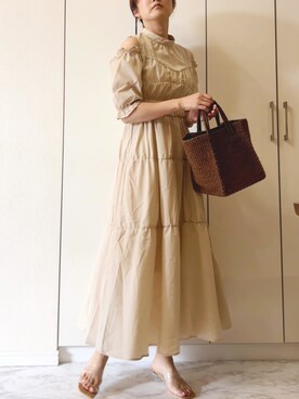 「UNITED ARROWS（ユナイテッドアローズ）のアイテム（かごバッグ）」を使った、NAnaさん（レディース・158cm）の夏コーディネート