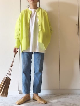 「ZOZO（ゾゾ）のストレートデニムパンツ［WOMEN］（デニムパンツ）」を使った、NAnaさん（レディース・158cm）の冬コーディネート
