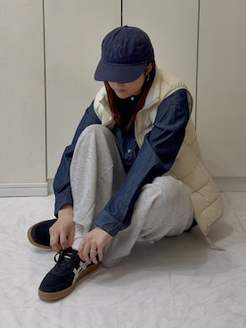 「アイテム（ダウンベスト）」を使った、NAnaさん（レディース・158cm）の秋コーディネート