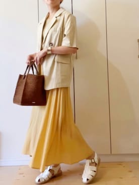 「サテンパンツ」｜「アイテム（スカート）」を使った、NAnaさん（レディース・158cm）の夏コーディネート