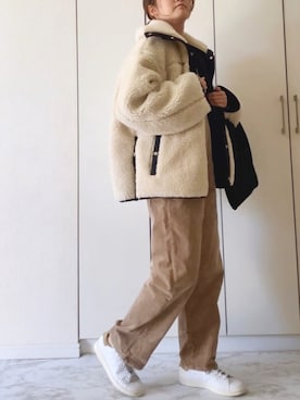 「ADAM ET ROPE'（アダムエロペ）のアイテム（ブルゾン）」を使った、NAnaさん（レディース・158cm）の冬コーディネート