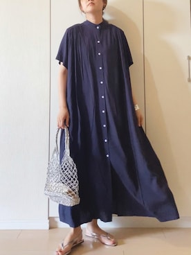 「COOLなこのコが仲間入り」｜「アイテム（シャツワンピース）」を使った、NAnaさん（レディース・158cm）の夏コーディネート