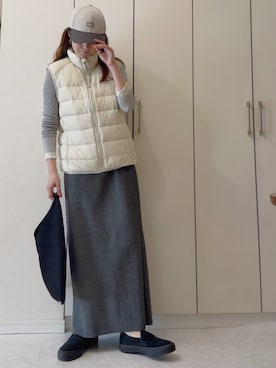 「アイテム（ダウンベスト）」を使った、NAnaさん（レディース・158cm）の秋コーディネート