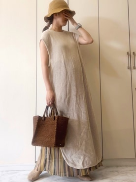 「LIPSERVICE（リップサービス）のアイテム（帽子）」を使った、NAnaさん（レディース・158cm）の夏コーディネート