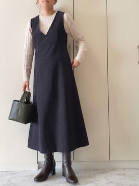 「MK MICHEL KLEIN（エムケーミッシェルクラン）のアイテム（ワンピース/ドレス）」を使った、NAnaさん（レディース・158cm）の冬コーディネート