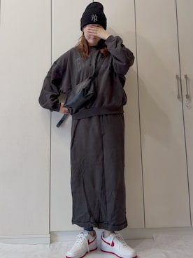 「アイテム（ニットキャップ/ビーニー）」を使った、NAnaさん（レディース・159cm）の冬コーディネート