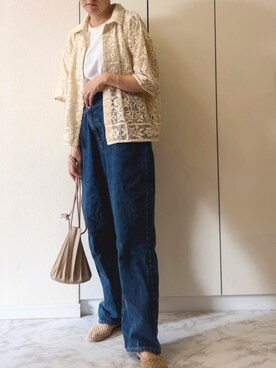 「ADAM ET ROPE'（アダムエロペ）のメッシュフラットシューズ（バレエシューズ）」を使った、NAnaさん（レディース・158cm）の夏コーディネート