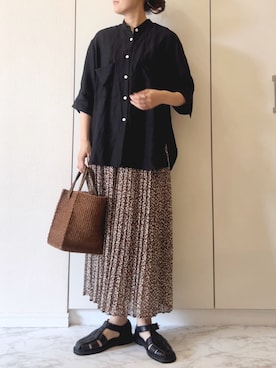 「UNITED ARROWS（ユナイテッドアローズ）のアイテム（かごバッグ）」を使った、NAnaさん（レディース・158cm）の夏コーディネート