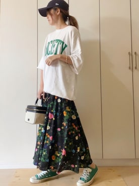 「NOISE MAKER（ノイズメーカー）のアイテム（スカート）」を使った、NAnaさん（レディース・158cm）の夏コーディネート