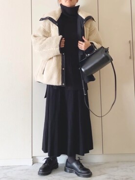 「ADAM ET ROPE'（アダムエロペ）のアイテム（ブルゾン）」を使った、NAnaさん（レディース・158cm）の冬コーディネート