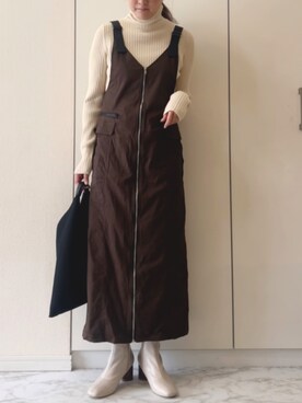 「ECRIRE（エクリール）のアイテム（ジャンパースカート）」を使った、NAnaさん（レディース・158cm）の秋コーディネート