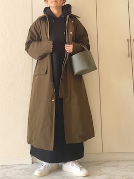 「バブアー」｜「アイテム（アクセサリー）」を使った、NAnaさん（レディース・158cm）の冬コーディネート