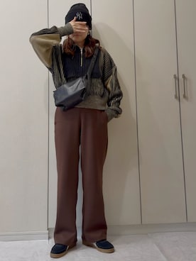 「アイテム（帽子）」を使った、NAnaさん（レディース・158cm）の冬コーディネート