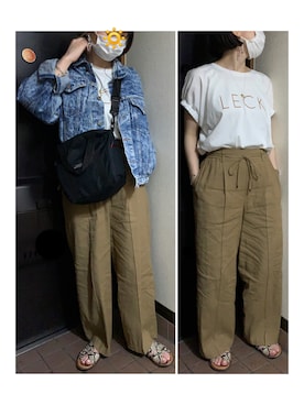 「パイソン柄」｜「アイテム（デニムジャケット）」を使った、ハルさん（レディース・158cm）の春コーディネート