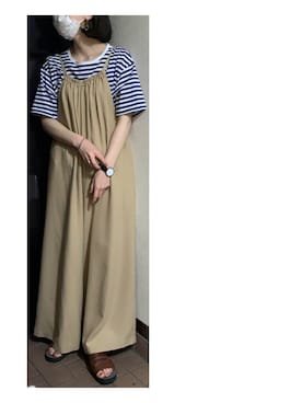 「マリン」｜「アイテム（オールインワン・サロペット）」を使った、ハルさん（レディース・158cm）の夏コーディネート