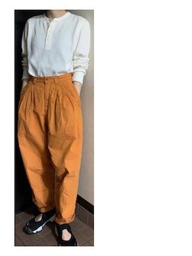 「UNIQLO（ユニクロ）のワッフルヘンリーネックT（長袖）（Tシャツ/カットソー）」を使った、ハルさん（レディース・158cm）の春コーディネート