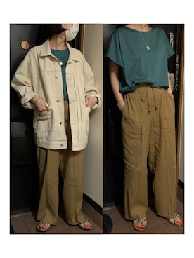 「パイソン柄」｜「アイテム（デニムジャケット）」を使った、ハルさん（レディース・158cm）の春コーディネート