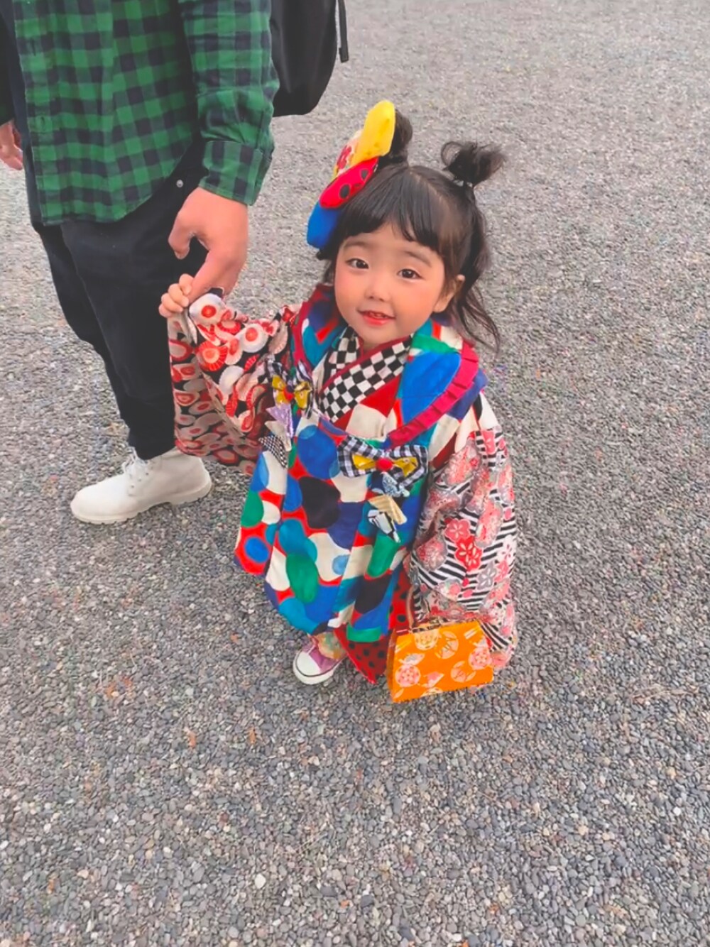 「七五三、3歳、七五三３歳、着物、女の子」｜「一点物のアイテム（着物、その他）」を使った、mamaのおもちゃ箱さん（レディース・152cm）の冬コーディネートの1枚目の写真