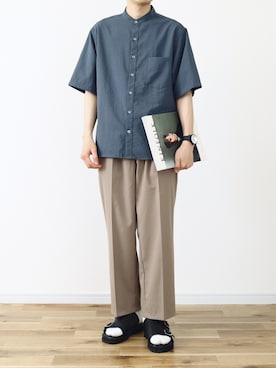 「ノーカラーシャツ」｜「アイテム（その他）」を使った、SHOTA / しょうたさん（メンズ・165cm）の春コーディネート